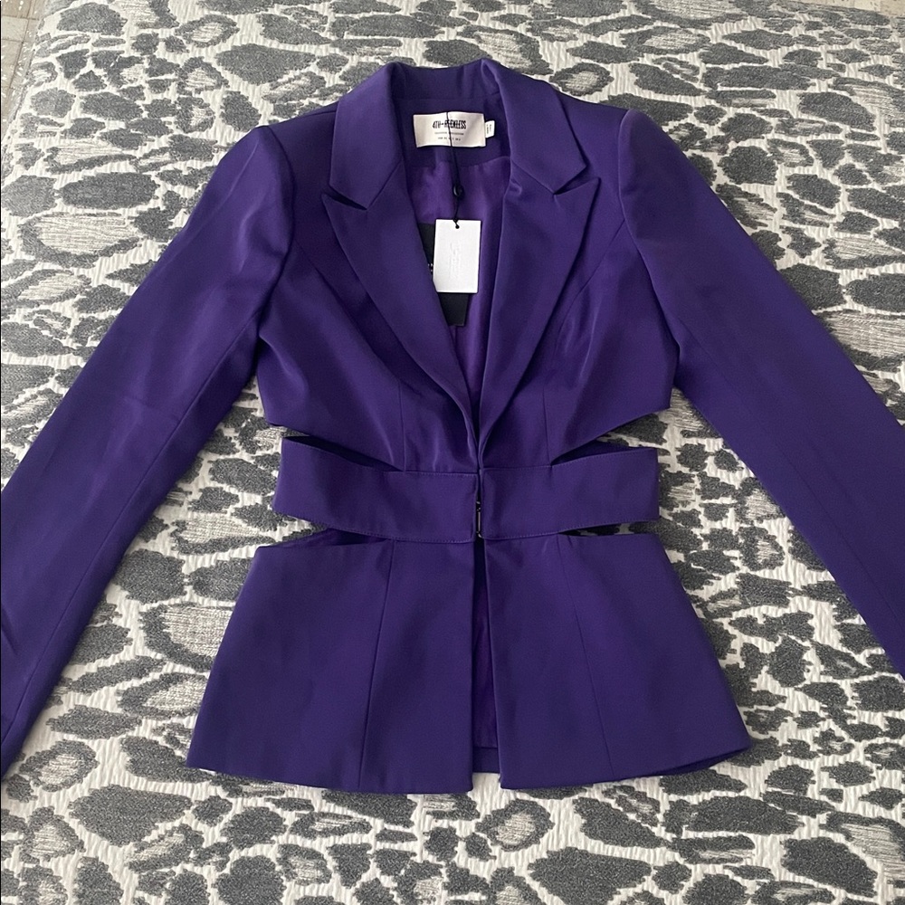 NWT 4th & Reckless Chic Purple Blazer with Cutout Design